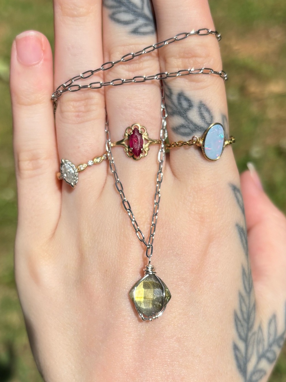 Labradorite charm necklace